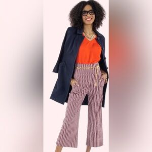 CABI 5677 geometric print hirise wide leg stretchy jersey knit pants size small